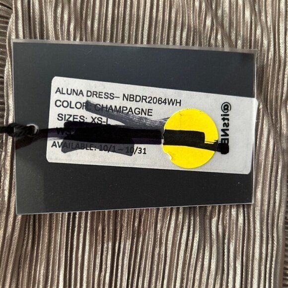 NBD Aluna Dress Size S Champagne Taupe V Back Drop Waist Cocktail Party Shimmer - Picture 6 of 6